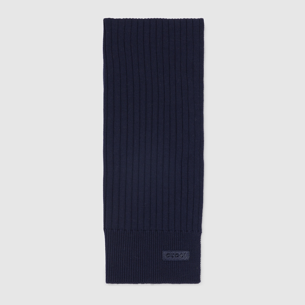 Gucci★素敵！Blue Shimmer Knitted Wool Long Scarf Gucci - Blue & Beige Wool Knit Scarf (140cm) | Childrensalon