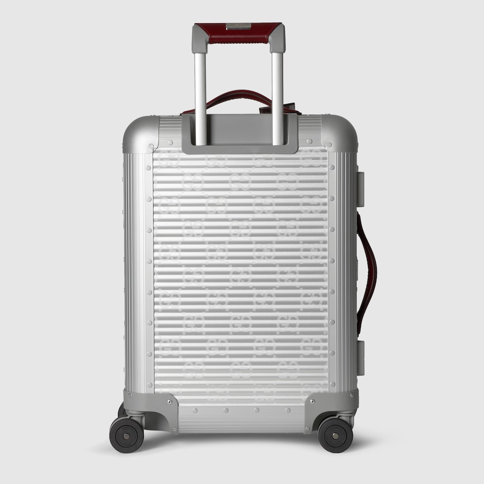 Gucci Porter cabin plus trolley in metallic silver aluminium