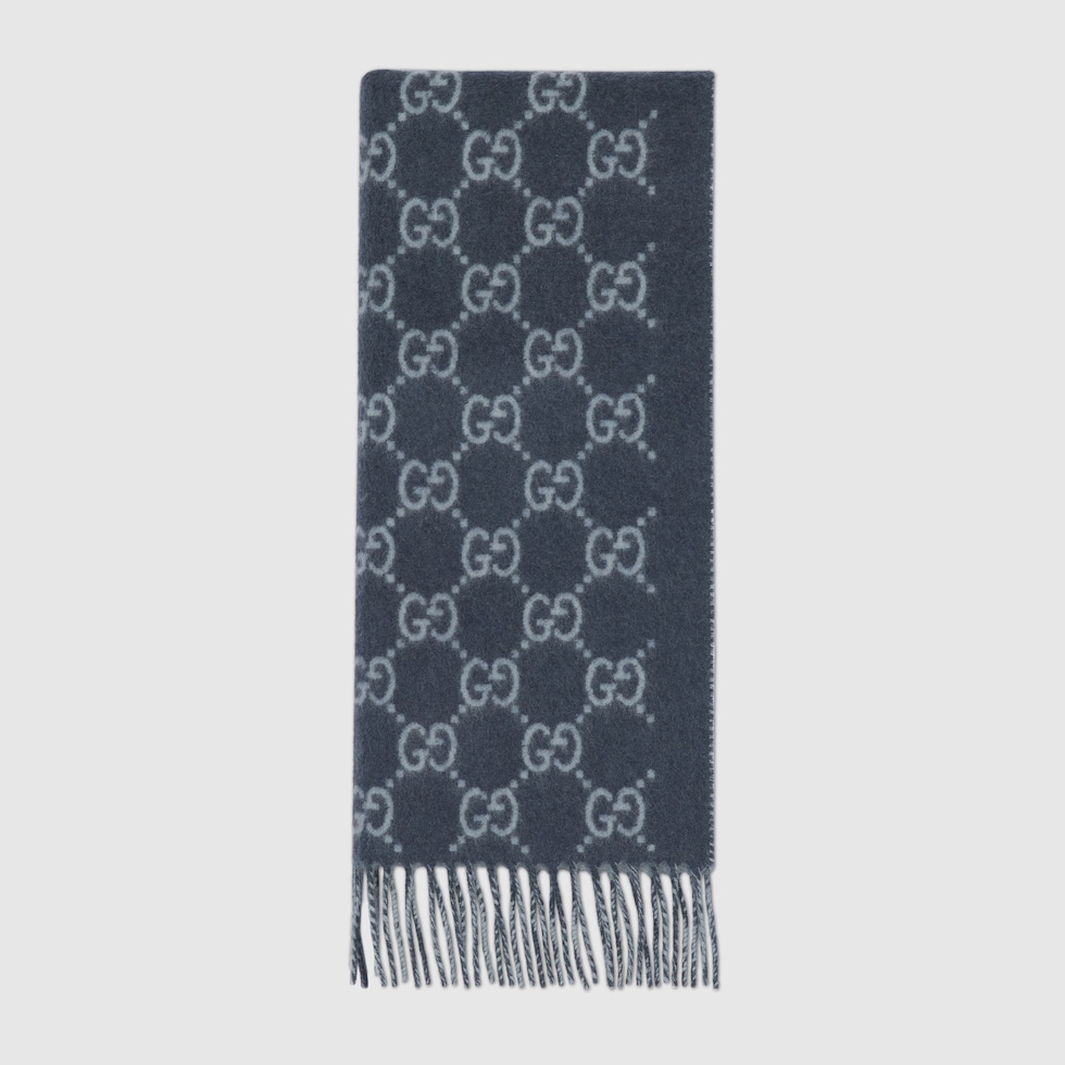 スカーフ Gucci Sciarpa In Lana Gg Jacquard GG jacquard knitted scarf in light brown | GUCCI® US