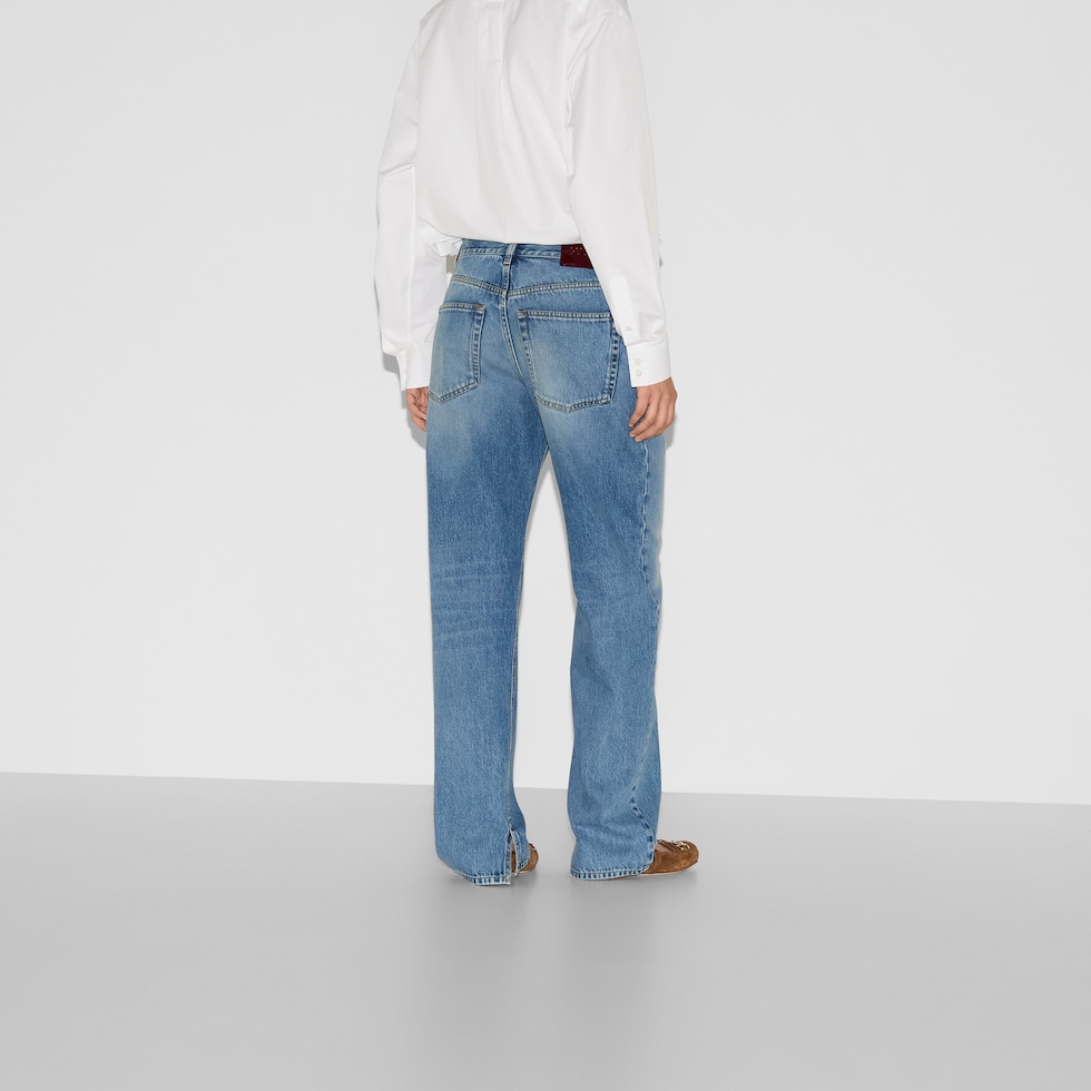 ＊sacco＊GUCCI ストレートデニム 40 ライトブルー Baggy denim pant in light blue | GUCCI® US