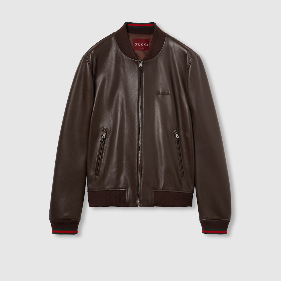 【ついに再販開始！】 Leather bomber US GUCCI® | brown in embroidery with jacket ジャケット・アウター