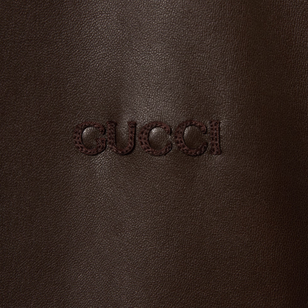 L*e様 GUCCI ダークブラウン ボンバージャケット 23AW NEW】GUCCI_men / レザー ボンバージャケット / Black