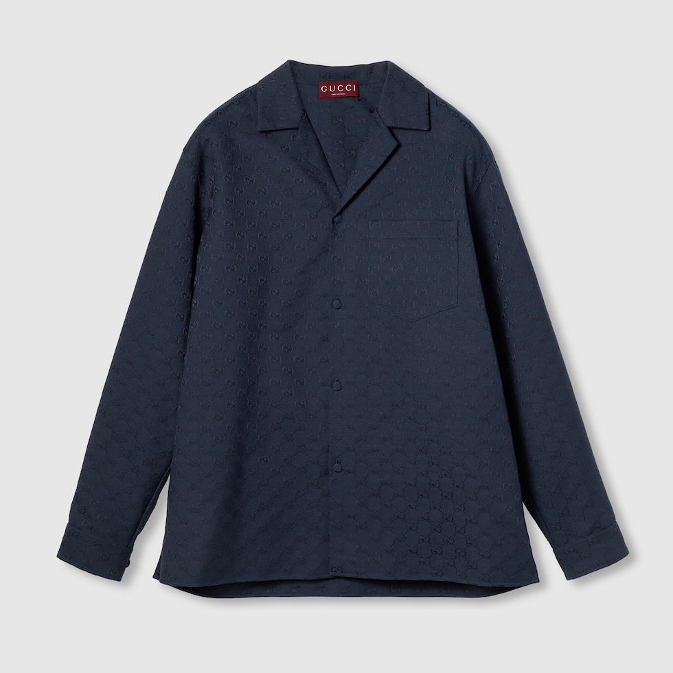 GG canvas shirt in dark blue | GUCCI® US