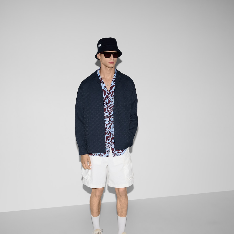 GUCCI ダークブルー 半袖シャツ 40 3824e110008-1.jpg