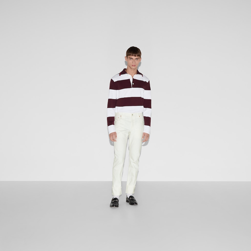 Tapered fit denim pants in white | GUCCI® US Tapered fit denim pants in white | GUCCI® US