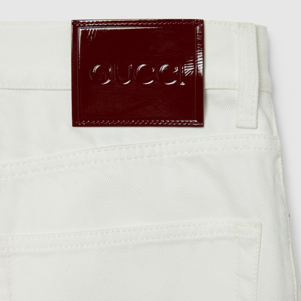 Tapered fit denim pants in white | GUCCI® US Tapered fit denim pants in white | GUCCI® US