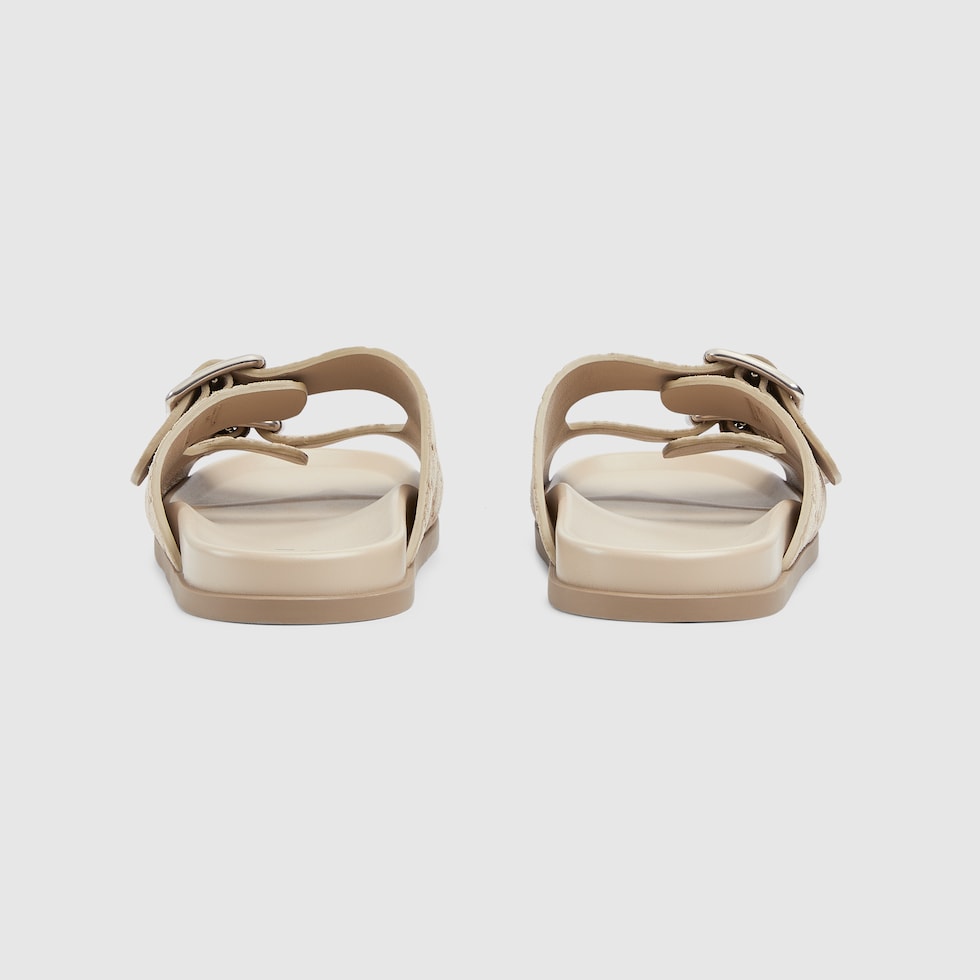 Men's slide sandal in oatmeal GG suede | GUCCI® US
