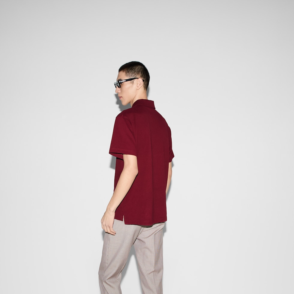Cotton polo shirt in Gucci Rosso Ancora red | GUCCI® US