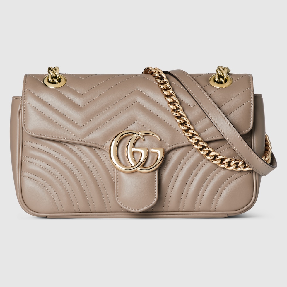 GUCCI GG Marmont Small Shoulder Bag Neutral Leather