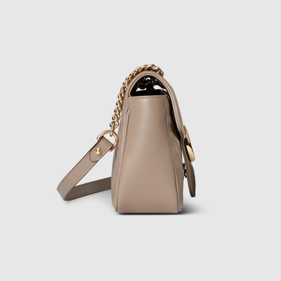 GG Marmont medium shoulder bag in taupe leather | GUCCI® SG
