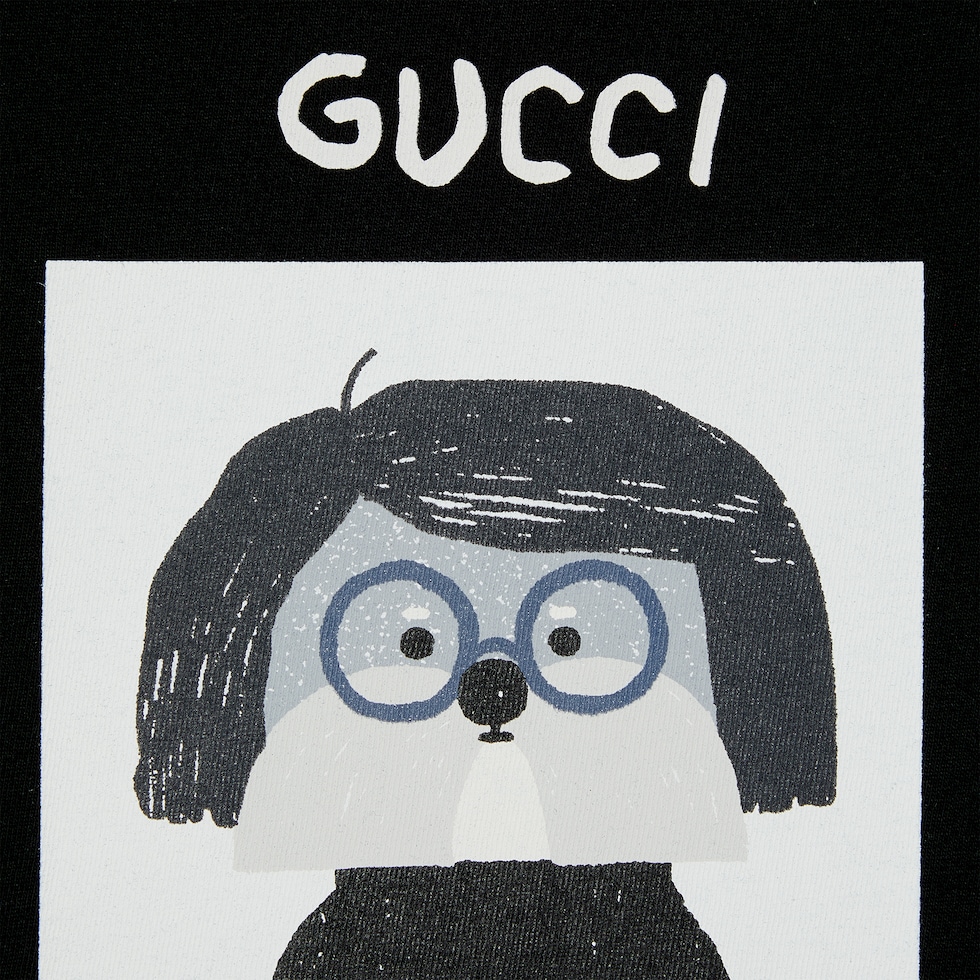 Children's printed cotton T-shirt in black | GUCCI® US