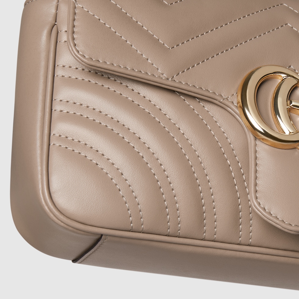 GG Marmont small shoulder bag in taupe leather | GUCCI® CA
