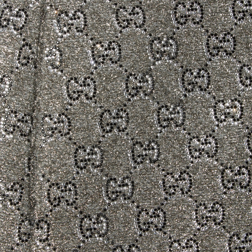 Embroidered GG wool tweed mini skirt in grey | GUCCI® US Embroidered GG wool tweed mini skirt in grey | GUCCI® US