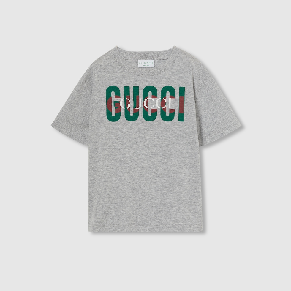 Children's printed cotton T-shirt in light grey | GUCCI® US