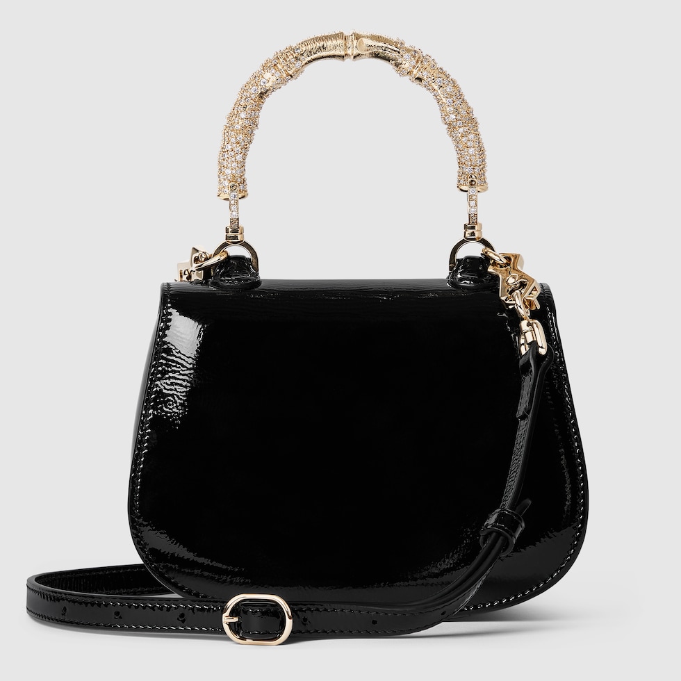 Gucci Bamboo 1947 mini top handle bag in black patent