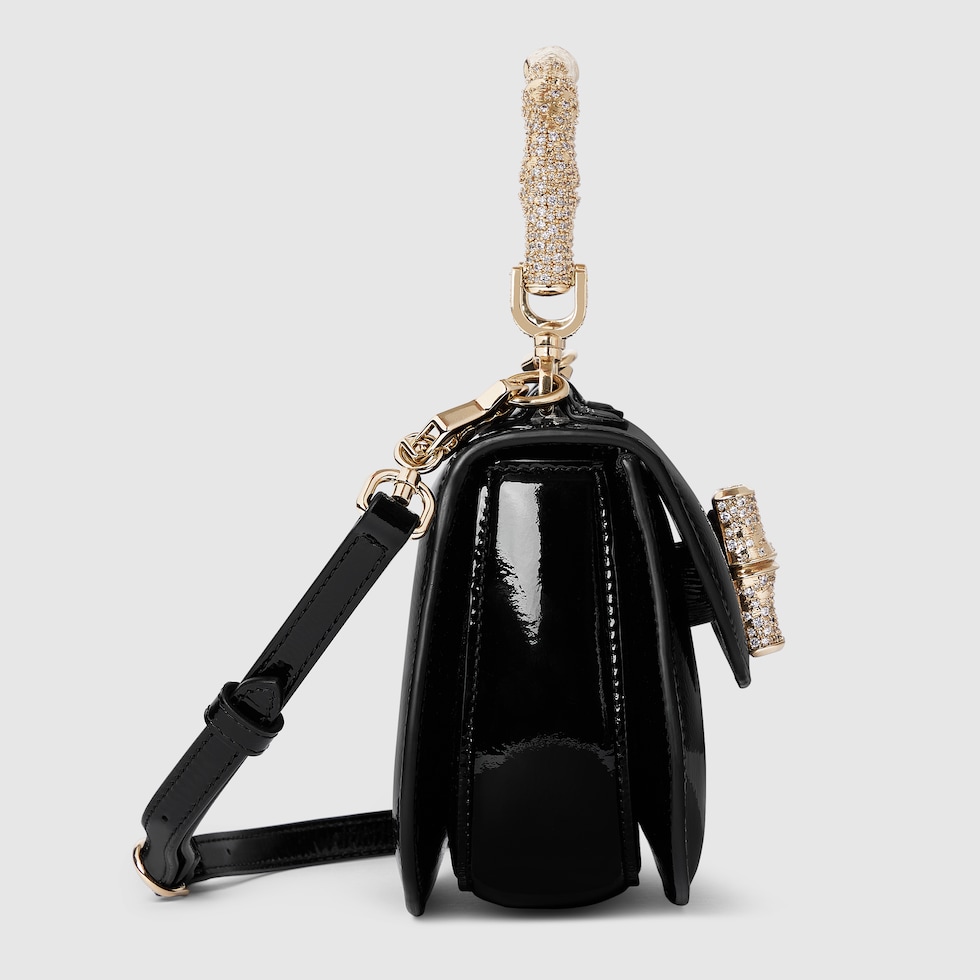 Gucci Bamboo 1947 mini top handle bag in black patent