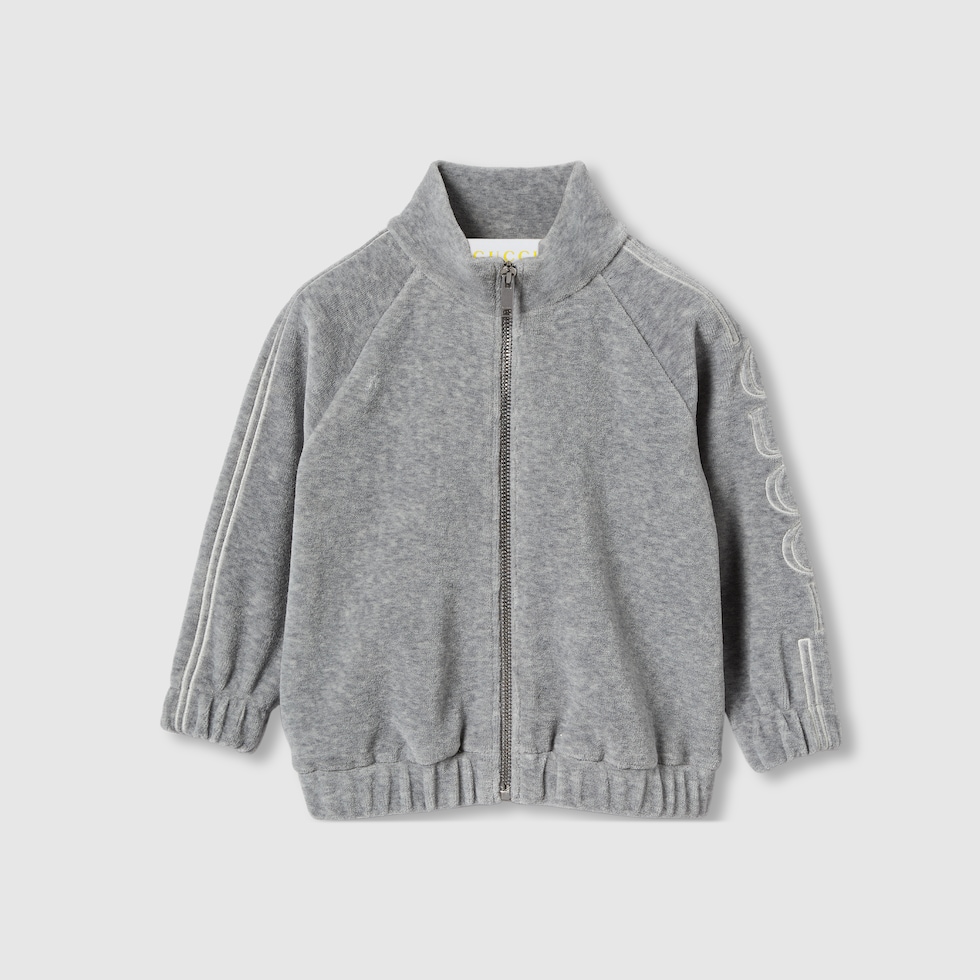 Baby embroidered chenille jacket in light grey GUCCI Canada