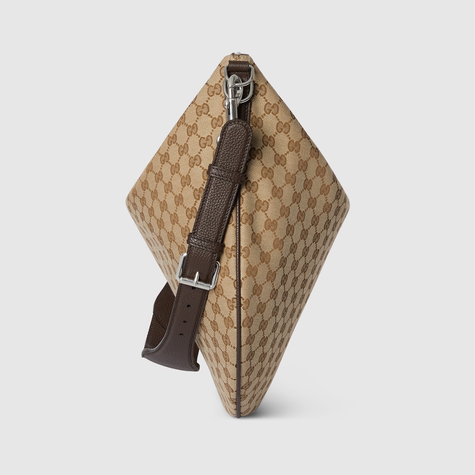 Gucci B large shoulder bag in beige and dark brown canvas
