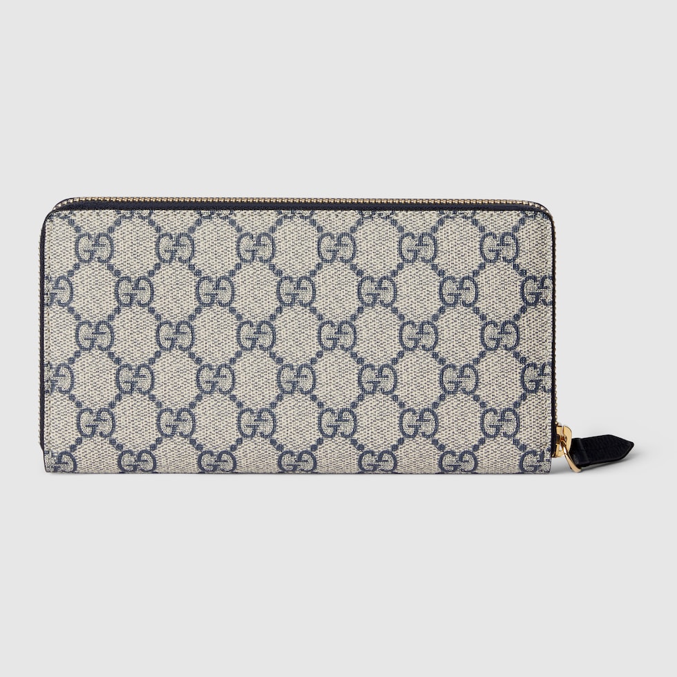 GG Marmont bi color zip around wallet in beige and blue Supreme GUCCI US