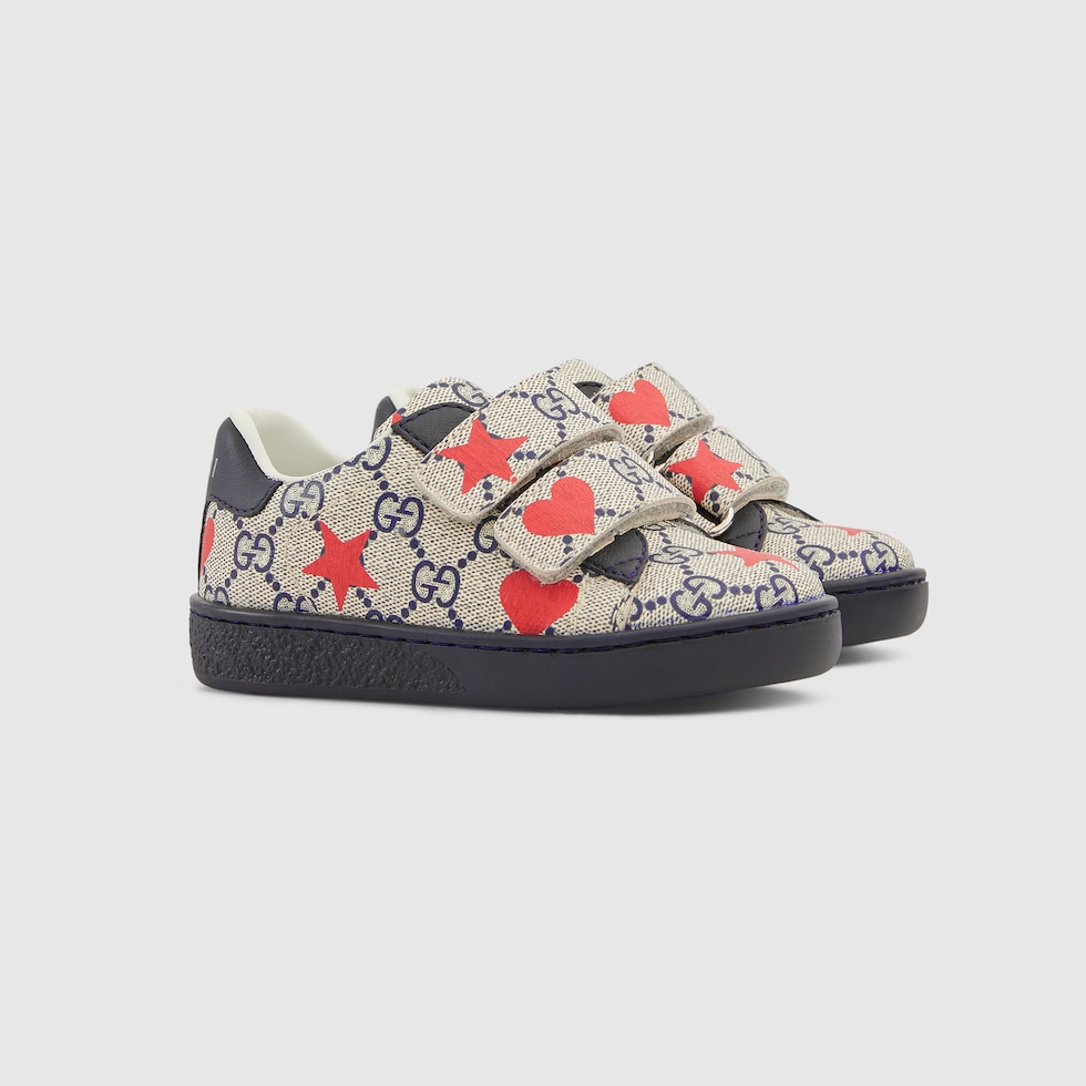 Toddler Ace sneaker in beige and blue Supreme | GUCCI® US