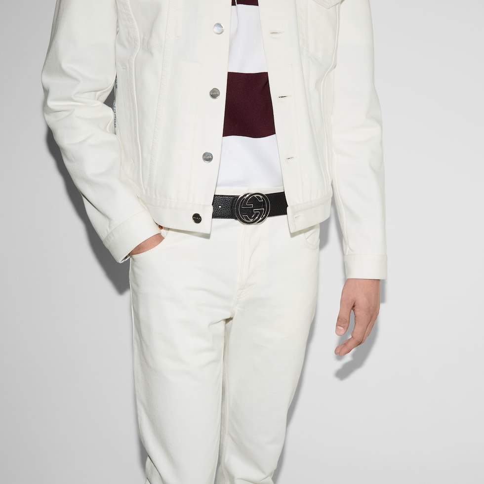 Reversible belt with Interlocking G buckle in black Supreme and