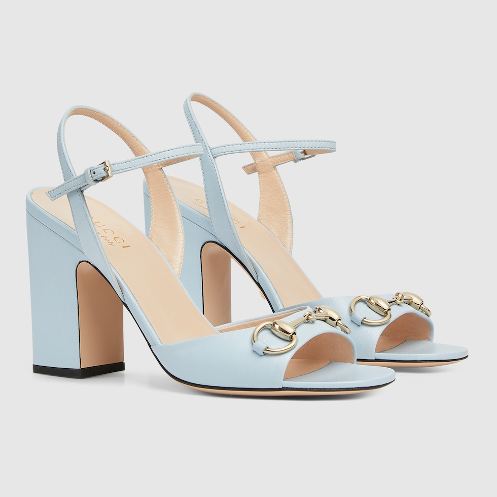 Women's Horsebit sandal in loght blue leather | GUCCI® US