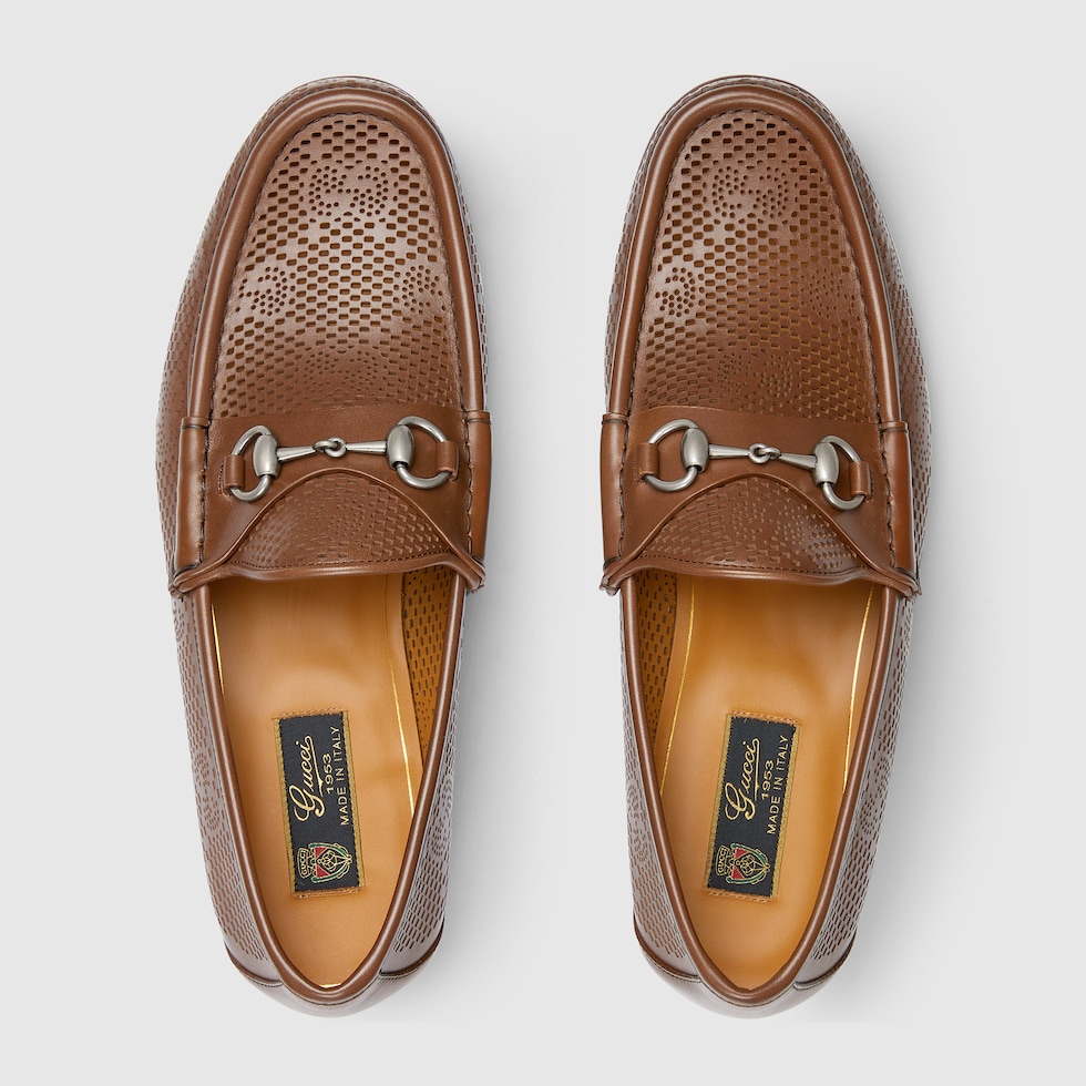 Mens gucci loafers brown sales