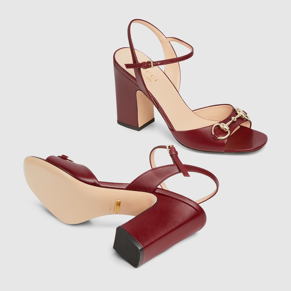 Women's Horsebit sandal in Rosso Ancora red leather | GUCCI® US
