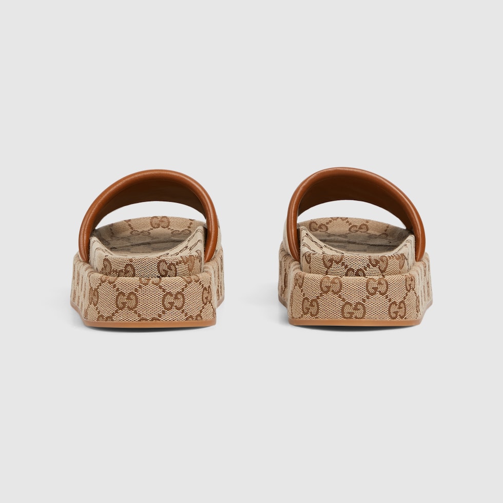 【ファッション通販】 GG Women's platform Original brown dark and beige in sandal 靴