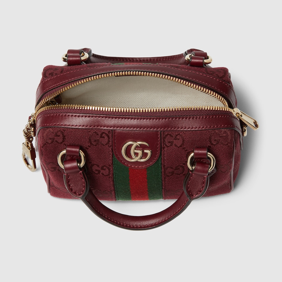 Ophidia mini boston bag in Rosso Ancora red canvas | GUCCI® US