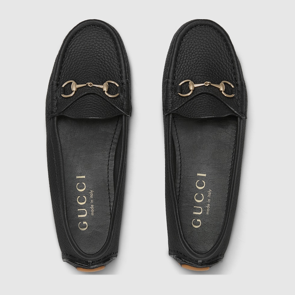 Women's driver loafer in black grainy leather | GUCCI® US