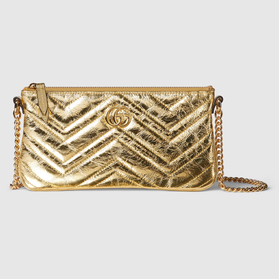 【関税&送料込】Gucci Gg Marmont Clutch GUCCI GG Marmont Black Chevron Leather Clutch New