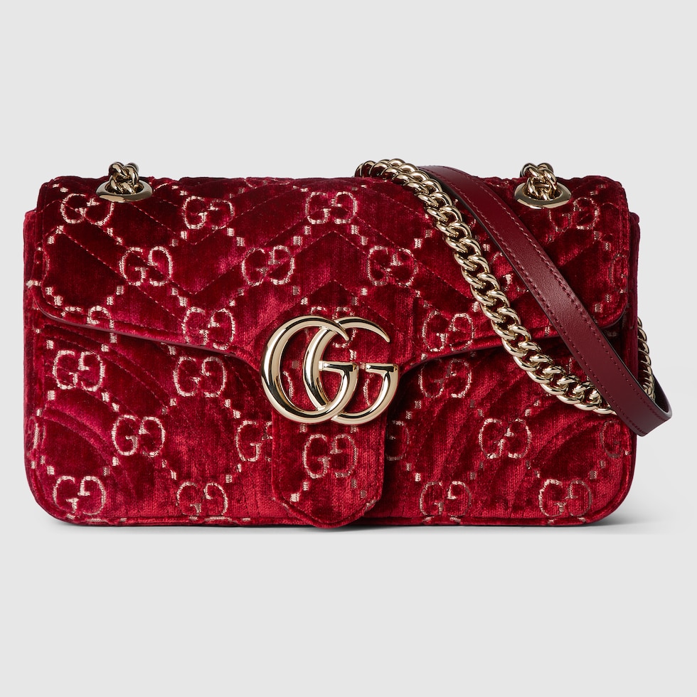 GG Marmont small shoulder bag in Rosso Ancora velvet GUCCI Canada