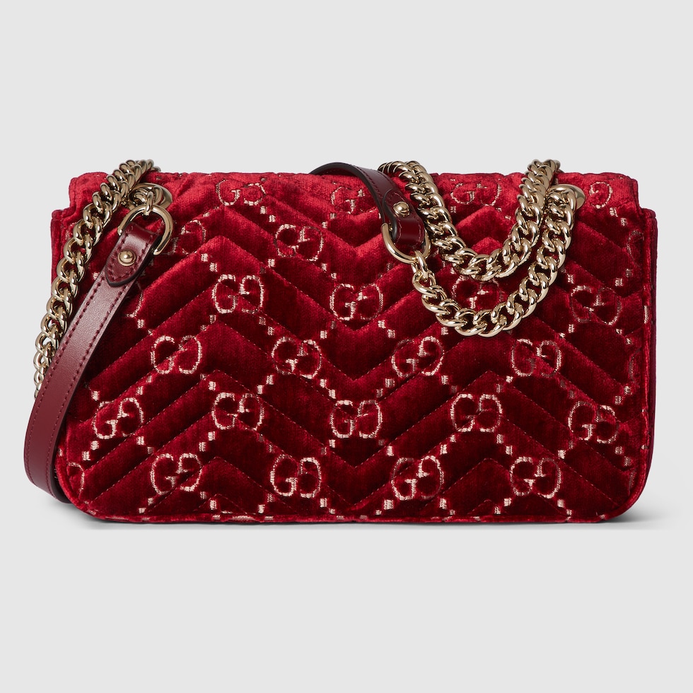 GG Marmont small shoulder bag in Rosso Ancora velvet GUCCI Canada