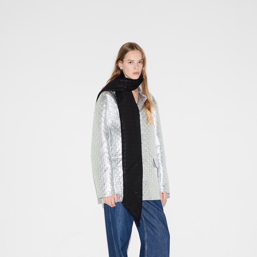 GG lamé jacquard shawl in beige | GUCCI® US