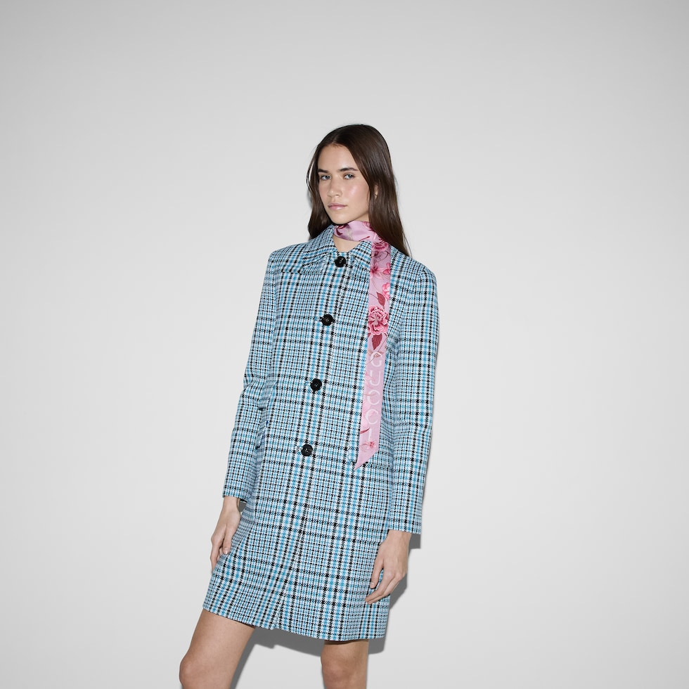 Printed silk neck bow in pink | GUCCI® US