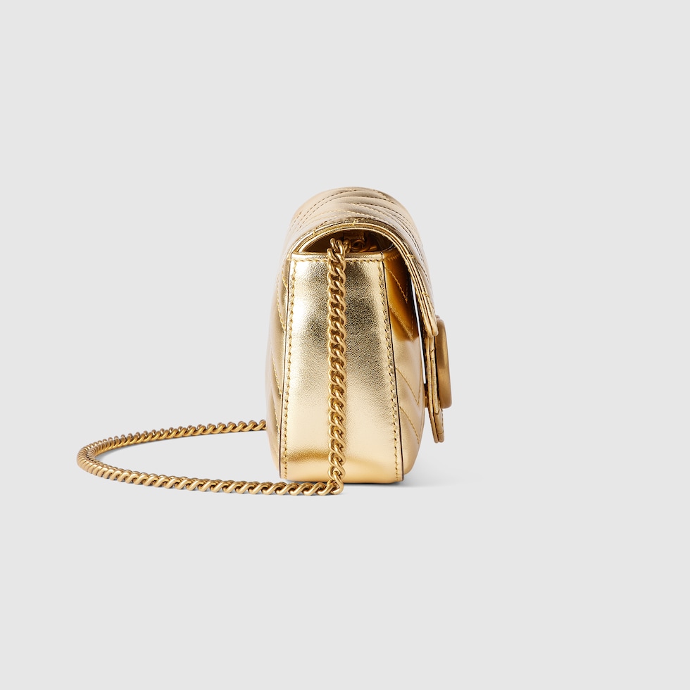 GG Marmont super mini bag in gold leather GUCCI US