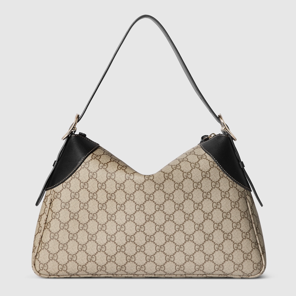 ショルダーバッグ・ポシェット GUCCI GG EMBLEM LARGE LEATHER SHOULDER BAG GG Emblem large shoulder bag in beige and dark brown fabric