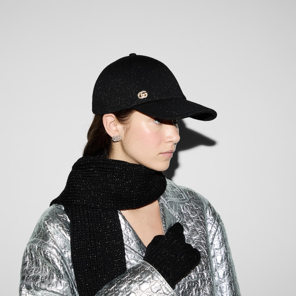 ウール ニット&ラメ ベースボールキャップブラック | GUCCI公式 ウール ニット&ラメ ベースボールキャップブラック | GUCCI公式
