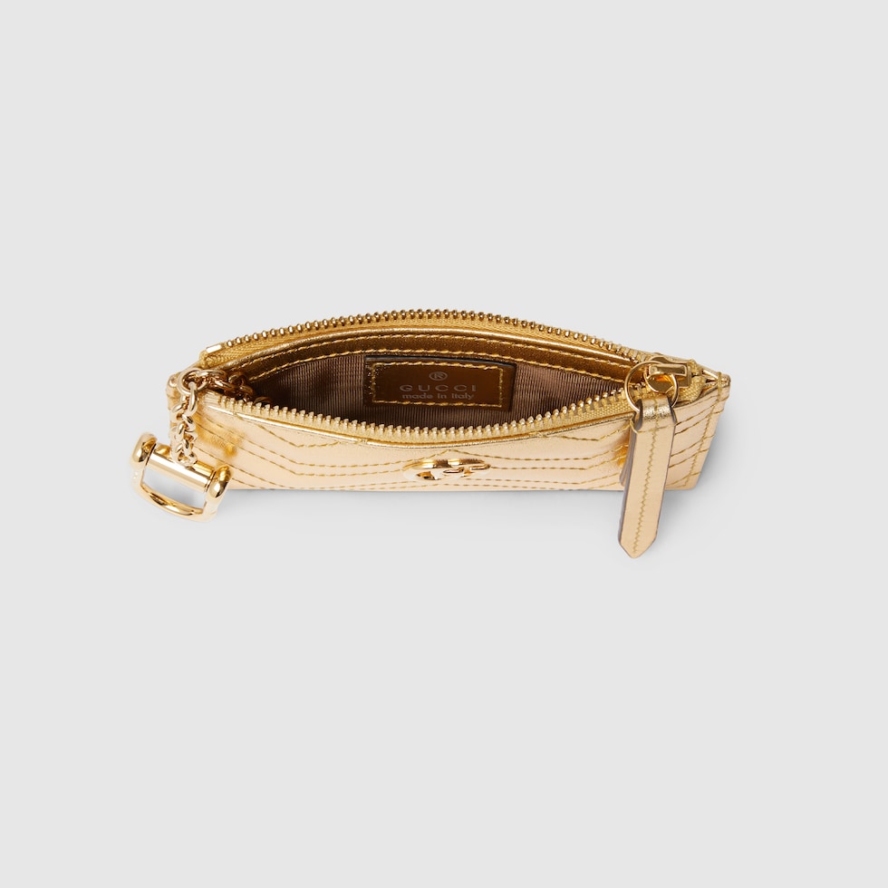 GG Marmont key case in gold leather | GUCCI® US