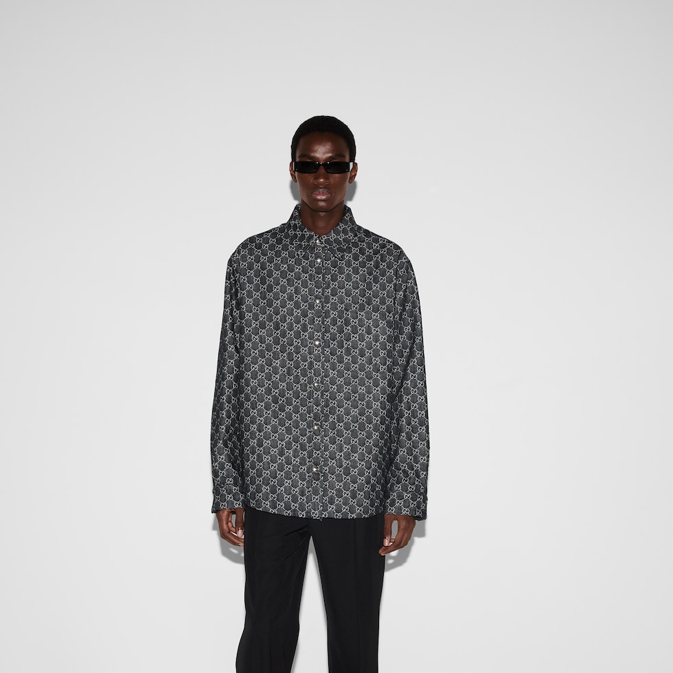 y_k632様 リバーシブル ウール＆GGデニム シャツ ・ブラック