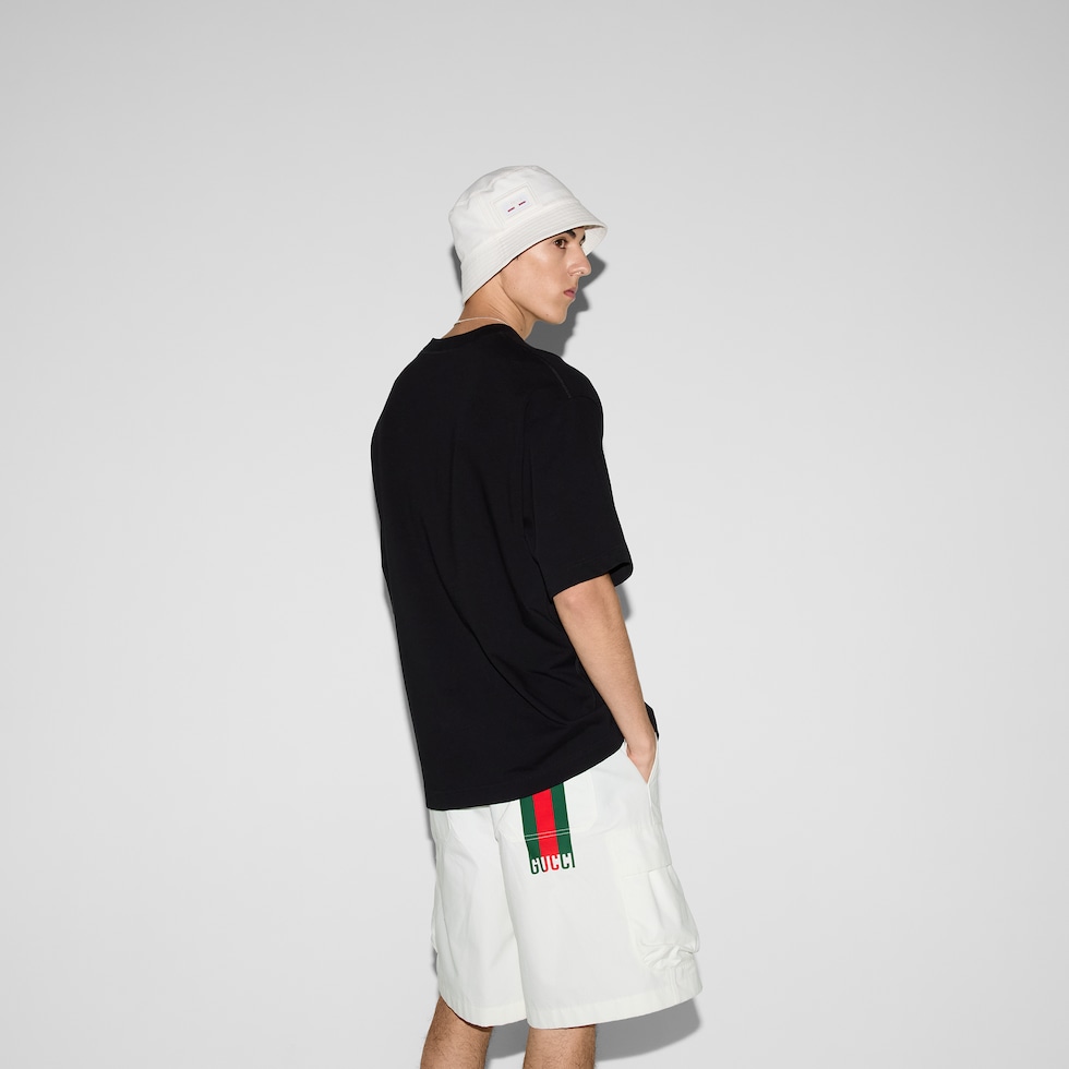 Printed cotton jersey T-shirt in black | GUCCI® TR