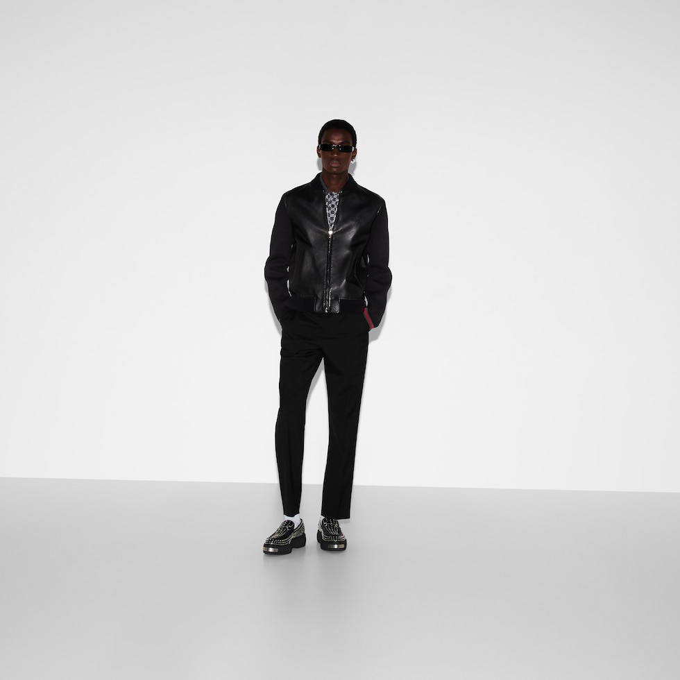 アウターその他 GUCCI Nappa leather and knit bomber 793726_XNA3M_4044_001_100_0000