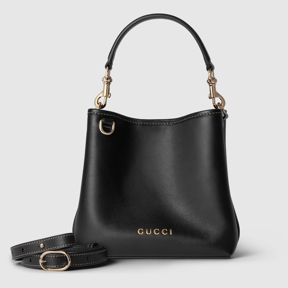 ショルダーバッグ・ポシェット GUCCI BLACK LEATHER SMALL BUCKET BAG Gucci - Mini bucket bag black - The Corner
