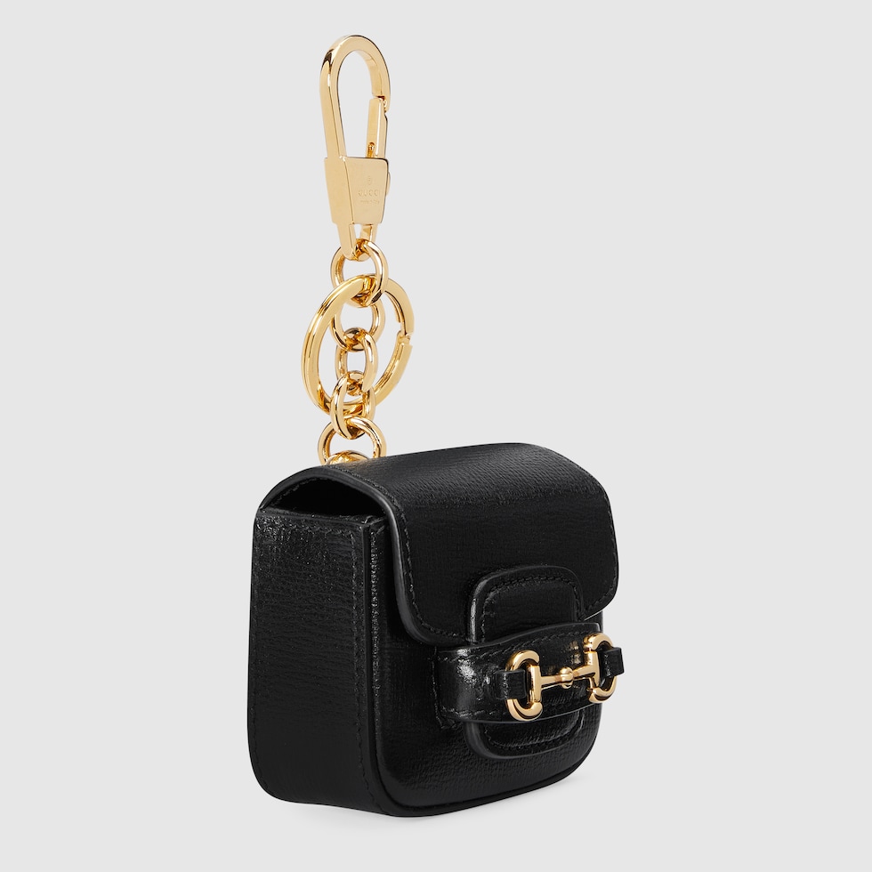 Gucci Horsebit 1955 keychain in black leather | GUCCI® US