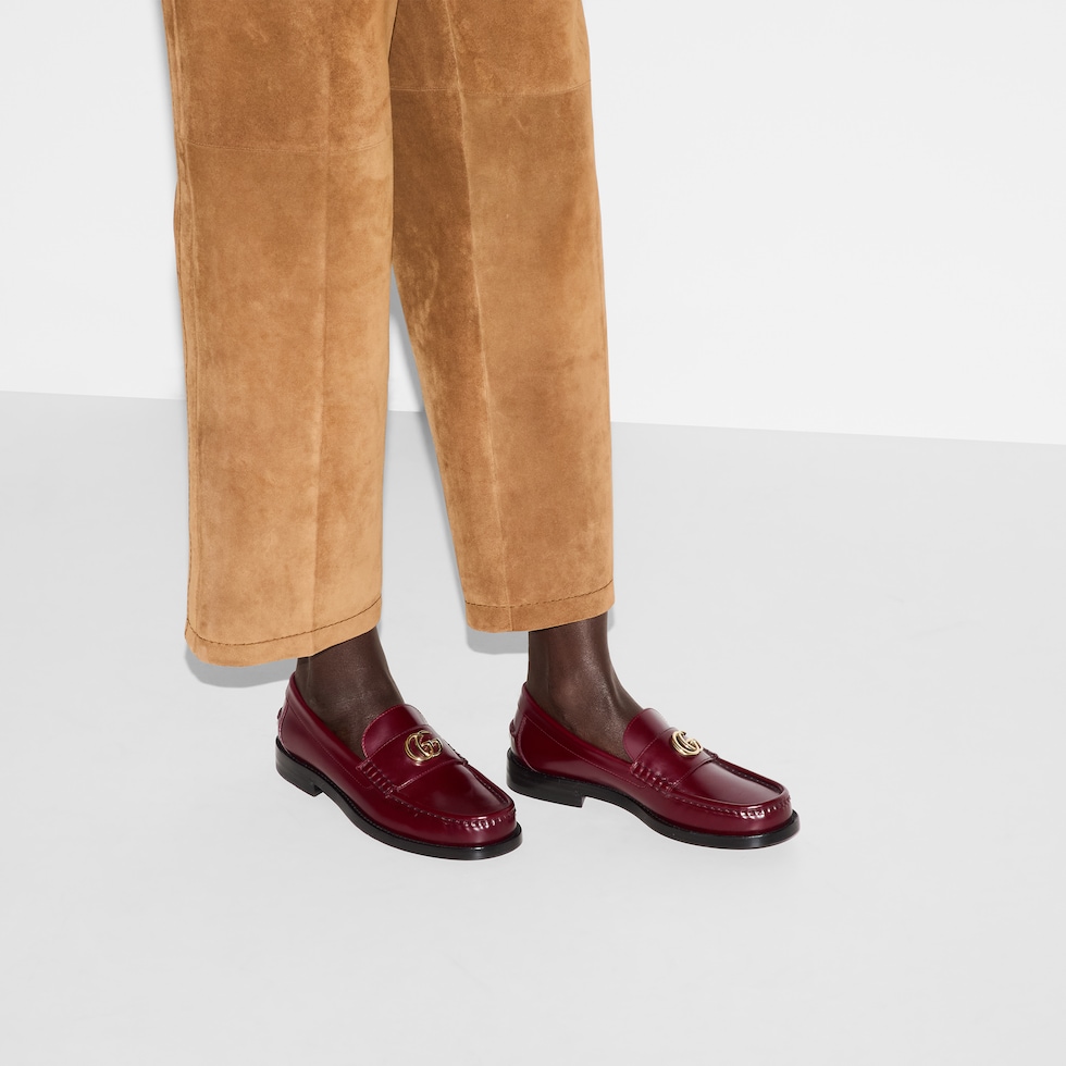 Women's loafer with Double G in Rosso Ancora leather | GUCCI® US