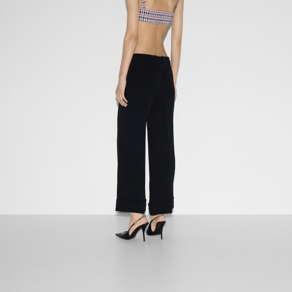 【送料&関税込】Gucci Black Viscose Blend Pant GG cotton viscose formal pant in black | GUCCI® US