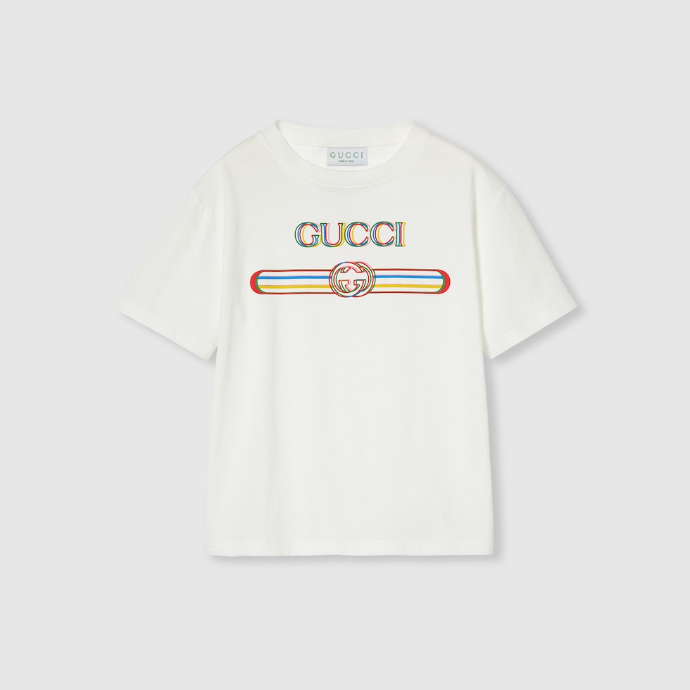 チルドレンズ〕プリント コットン Tシャツ ・ホワイト | GUCCI公式
