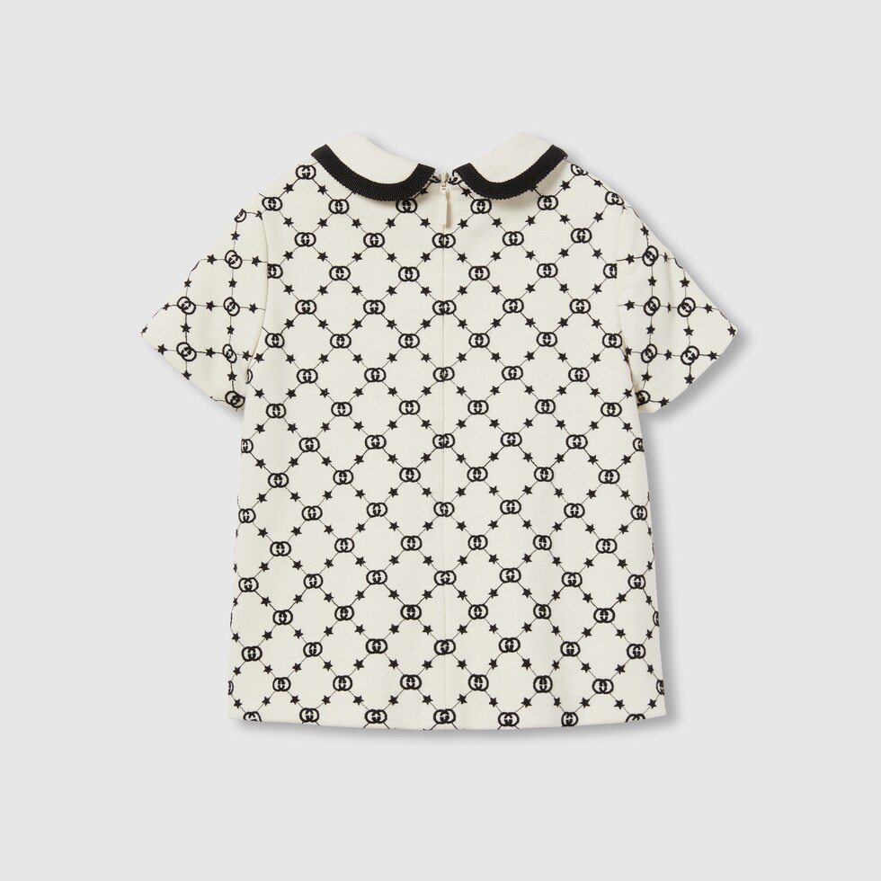 Baby embroidered jersey dress in ivory and black | GUCCI® US