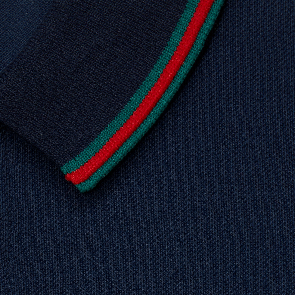 Children's cotton polo top with Web in dark blue | GUCCI® US